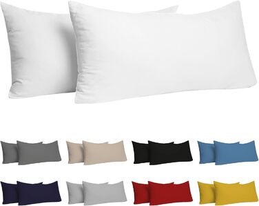 Наволочка 40 х 80 (Комплект з 2 шт. ) - 100 Джерсі Бавовна 150 г/кв.м Наволочки -Білі - Для подушки 40 х 80 см - Наволочка - Навол