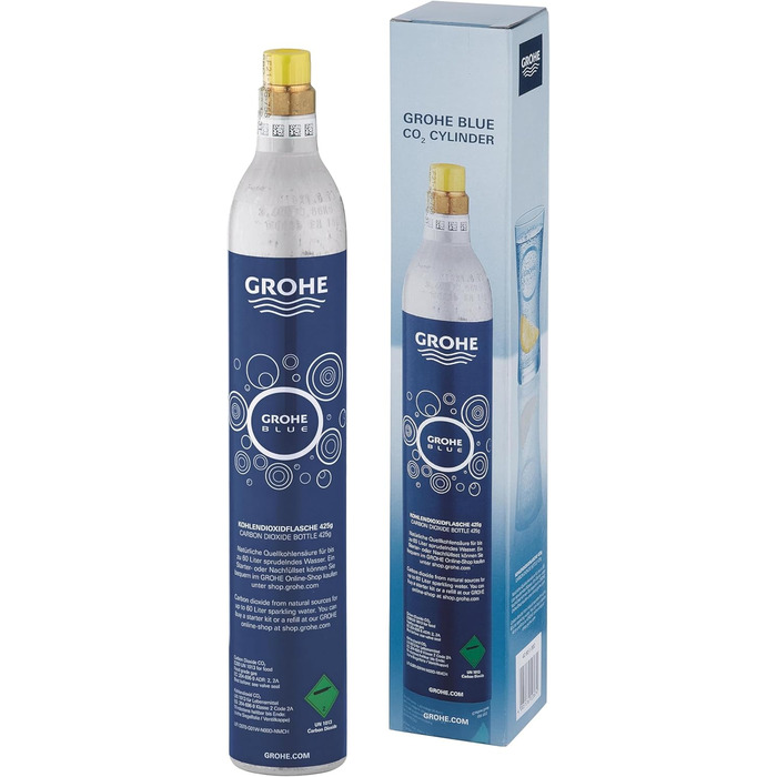 Пляшка CO2 (425 г, для кожного виробника газованої води, до 60 літрів), хромована, 40651000 Single