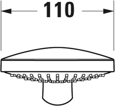 Душова лійка Duravit Universal, ручна душова насадка з 3 режимами струменя (Дощ, Інтенсивний дощ, Мякий дощ), кругла (діаметр 110 мм), легко очищується, хромована. Перемикання режимів поворотний механізм.