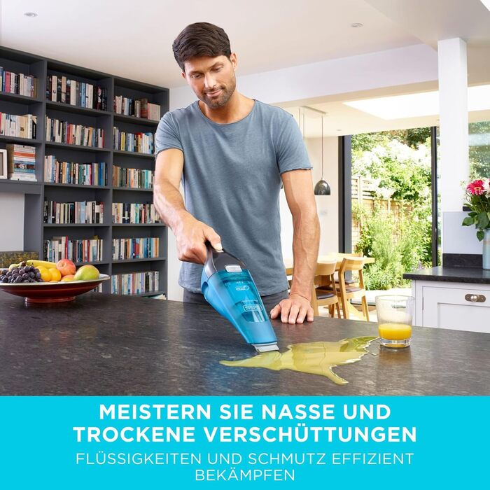 Акумуляторний ручний пилосос для вологого та сухого прибирання BlackDecker пилосос 7,2 В, WDC215WA-QW