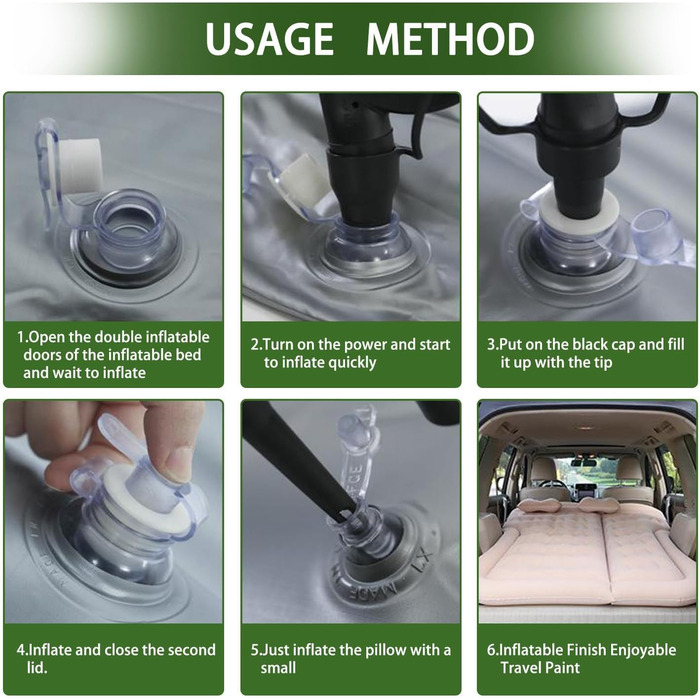 Автомобільний матрац, кемпінговий, зручний матрац для сну, надувний матрац з повітряним насосом для кемпінгу, подорожей на свіжому повітрі, для XPENG Xiaopeng P7 P7i G3 G6 G9 N5 BETA 2021 2022 2023, сірий-флокований