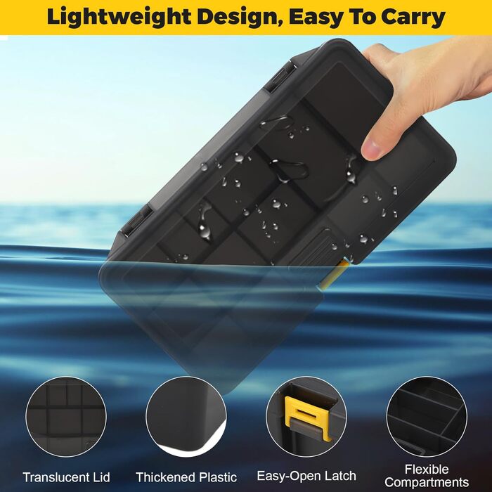 Пластикова коробка для приманки великої місткості, двошарова коробка для приманки, рибальська коробка зі знімним відділенням, багатофункціональний футляр для зберігання рибальських аксесуарів, міцна та довговічна, k