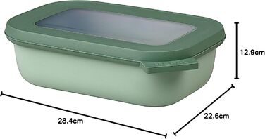 Контейнер Mepal Cirqula Rectangular для мікрохвильової печі та зберігання продуктів герметичний, підходить для холодильника та розігріву, 500 мл колір Нордик сейдж