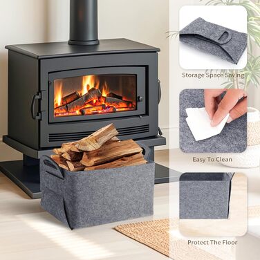 Кошики для зберігання з фетру, великий подарунковий кошик 40x30x24 см (порожній), складний кошик з фетру з двома м&39якими ручками, для одягу, пікніків, спалень, шаф, дерева та дитячих іграшок (темно-сірий), 2