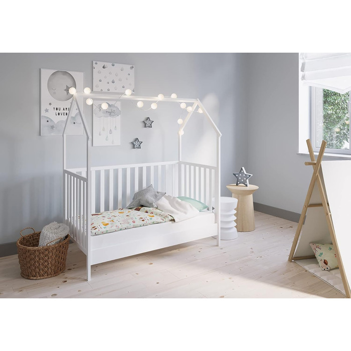 Дитяче ліжко-будиночок FabiMax Соня, 70x140 см (біле, 140x70 см) (класичний матрац)