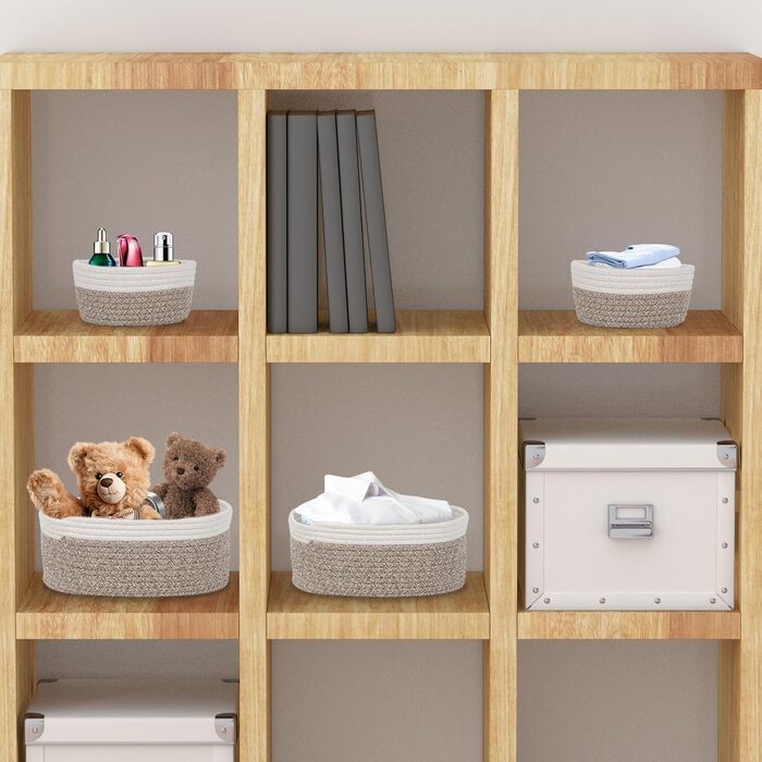 Набір коробок для зберігання з 4 шт. , кошик для в&39язання з бавовняної мотузки, кошики, коробка для зберігання, подарунковий кошик, порожній кошик для зберігання, кошик для зберігання, для ванної кімнати, ванни, пеленального столика, кошик для іграшок-о