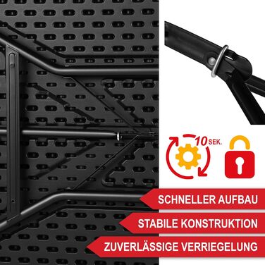 Великий розкладний стіл з імітацією дерева - розкладний садовий стіл, фуршетний стіл, кемпінговий стіл на 6 осіб - виготовлений з міцного пластику/алюмінію - стіл з текстурою дерева для використання в приміщенні та на вулиці - розкладний стіл