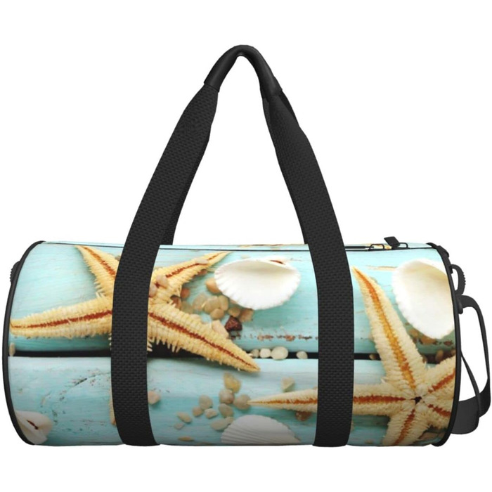 Дорожня сумка-циліндр Морська хвиля, блакитне дерево на пляжному пейзажі, спортивна сумка для чоловіків та жінок, сумка-мішок, спортивна дорожня сумка