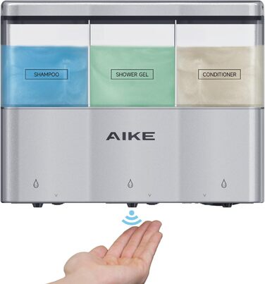 Дозатор мила для душу для ванної кімнати, автоматичний дозатор мила 3 x 320 мл для настінного кріплення, пластиковий дозатор мила
