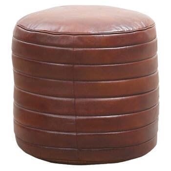 Вінтажний табурет Marrakech з подушкою для сидіння, включаючи наповнювач, виготовлений з натуральної шкіри Пуф-табурет Janeiro кольору коньяку, круглий, 45 см Крісло-мішок для ніг як декор скандинавської спальні та вітальні