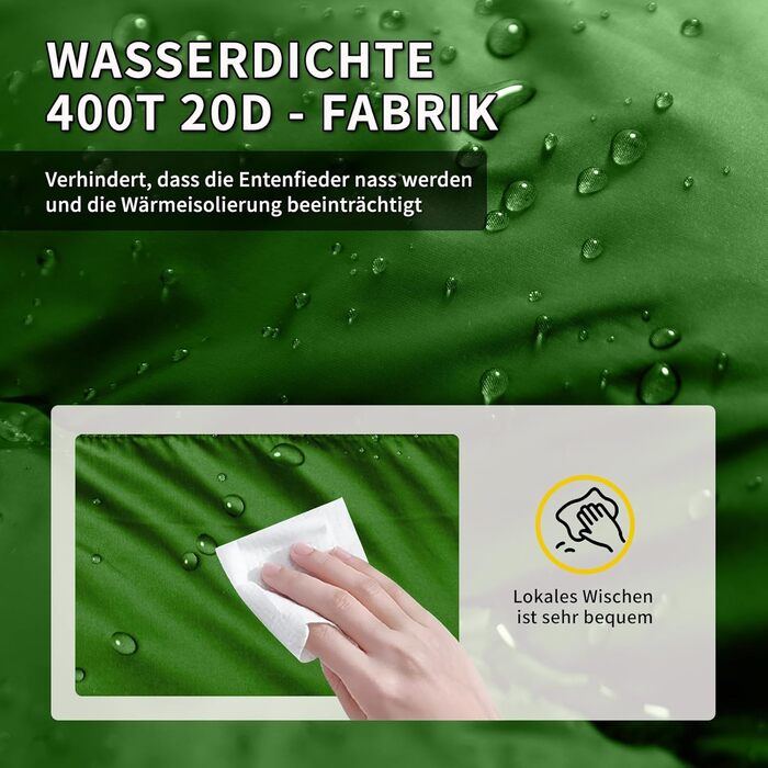 Пуховий спальний мішок для зими Ультралегкий, портативний та компактний зимовий спальний мішок для активного відпочинку, підходить для дорослих та дітей, кемпінгу, походів. Зелений 5