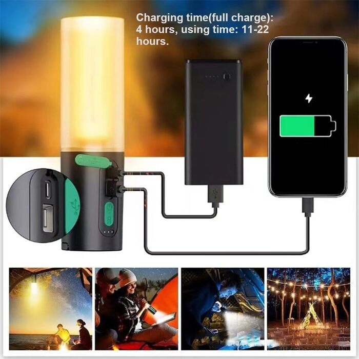 Ліхтар для кемпінгу з підсвічуванням, акумуляторний ліхтарик 4-в-1, 1000 люмен, IPX6