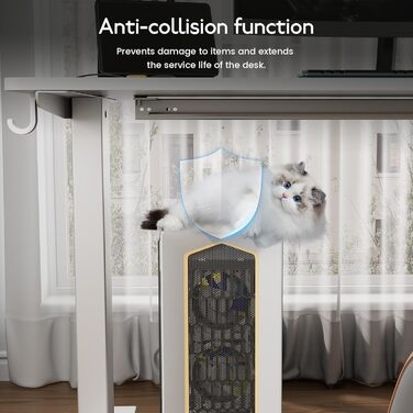 Стіл з регульованою висотою 60x140 см, електричний стіл з пам&39яттю налаштувань та функцією запобігання зіткненням, регульована висота 70117 см, ідеально підходить для офісу, домашнього офісу та ігор (білий) 140x60 см білий