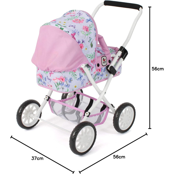 Розумна лялькова коляска, маленька лялькова коляска для дітей від 2 років, Квіти, рожева, 555-53, 2000 -