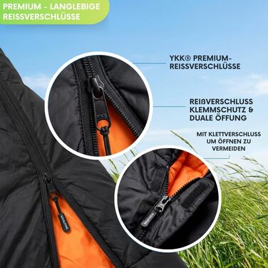 Спальник на 3 сезони з проймами для рук 400 г/м Комфорт 5-10 градусів Водовідштовхувальний матеріал Невеликий розмір у упаковці Дорослі Для активного відпочинку та кемпінгу Спальник-мумія Трекінг та подорожі