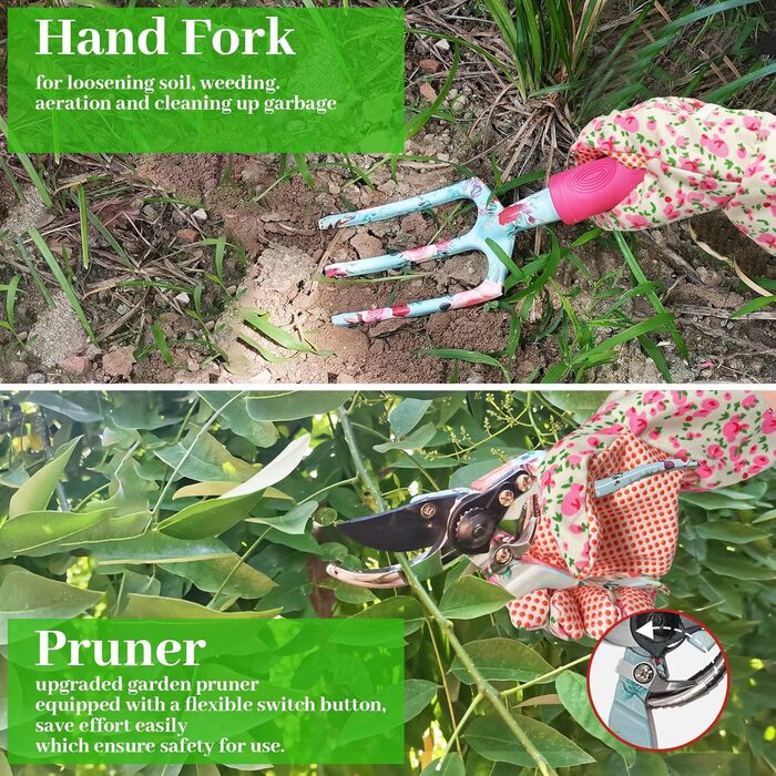 Набір садових інструментів Gartenwerkzeug, 16 предметів подарунковий набір для квітів та саду, з ножицями для обрізки та сумкою для зберігання. Ідеальний подарунок для садівників та садівниць.