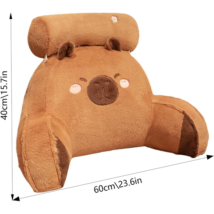 Звичайна подушка для читання у формі капібари, велика м&39яка подушка для дорослих у формі капібари розміром 60x40 см, мила подушка для читання у формі капібари з підлокітниками, багатофункціональна подушка для спинки капібари, для ліжка та автокрісла