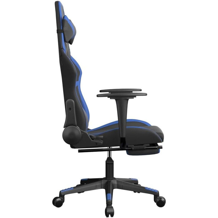 Ігрове крісло з підставкою для ніг, чорно-синя штучна шкіра, офісне крісло, ігрове крісло, ігрове крісло, обертове крісло, стілець для столу - 3143676