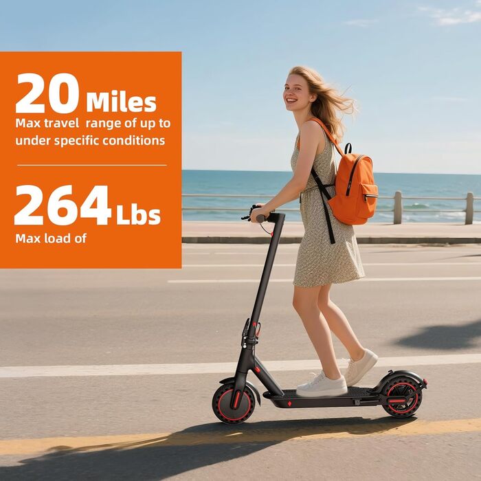 Електричний самокат з допуском до дорожнього руху, 3 режими швидкості, акумулятор класу А 10,4 Аг, запас ходу 35 км та вантажопідйомність 120 кг, складаний електросамокат 8,5 дюймів