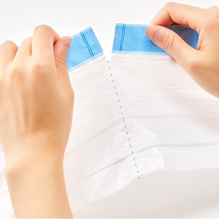 Сміттєві пакети RMAN на 90 предметів з ручкою, самоочисні сміттєві пакети для котячого туалету зі шнурками, міцні, стійкі до розривів, непромокаючі - 6 рулонів сміттєвих пакетів розміру C (5)