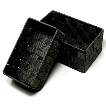 Набір кошиків для зберігання Lashuma з 2 предметів, розміри кошиків 19x10x7 см та 20x13x10 см, кошики для ванної кімнати, що штабелюються, колір чорний