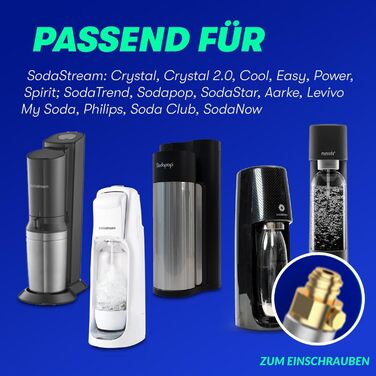 И Циліндр Sodalivery CO2 425 г/60 л балон з вуглекислим газом включаючи 4 заправки або зворотний депозит підходить для Sodastream Crystal, Crystal 2.0 Sodapop, Aarke, Philips Зроблено в Німеччині, 4 шт.