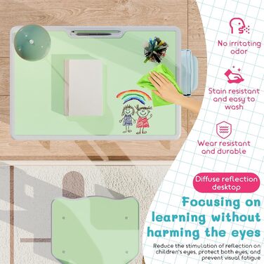 Дитячий комплект столу та стільця, регульований по висоті, для школи та університету, комплект столу та стільця з шухлядою для зберігання речей, ергономічний комплект стільців для роботи з гачком для рюкзака, підходить для дітей від