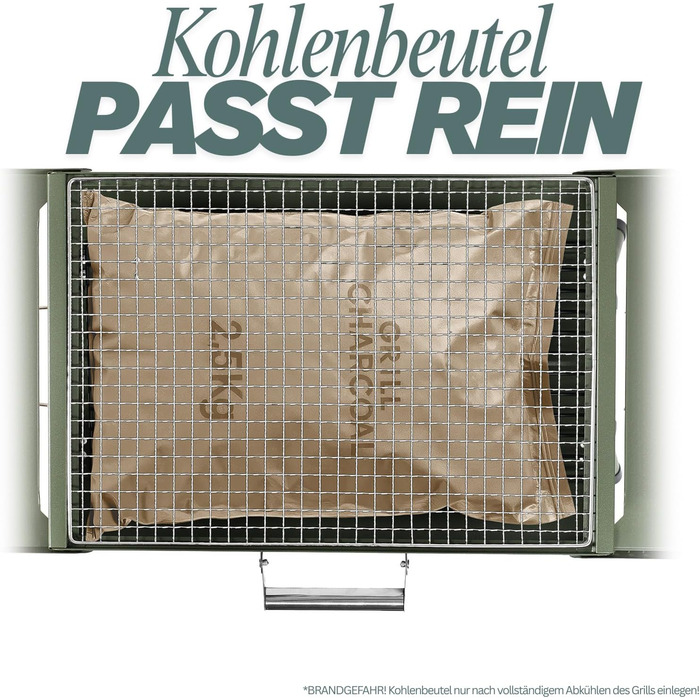 Портативний кемпінговий гриль, складний вугільний гриль, настільний вугільний гриль для подорожей 45x31 см, настільний кемпінговий гриль для приготування їжі на свіжому повітрі, кемпінгу та пікніків (армійський зелений)