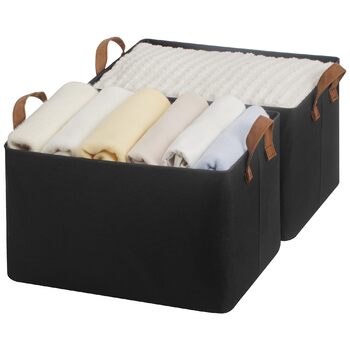 Кошики для зберігання тканини StorageWorks, складні полиці, коробки для зберігання, великі органайзери для шафи з ручками, органайзер для одягу, іграшок, светрів, чорний, 2 предмети, 42 x 30,5 x 26 см