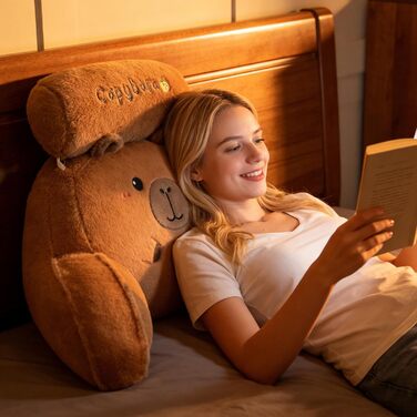 М&39яка подушка Capybara для дітей, подушка для читання, подушка для ліжка з валиком для шиї та підлокітником, плюшева подушка для читання Capybara, мила плюшева подушка для спини з тваринами, м&39яка подушка для зберігання речей у ліжку для дивана 60*40 