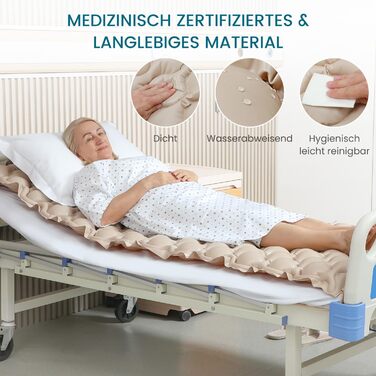 Протипролежневий матрац Kekoy з тихим насосом та водонепроникністю, для пролежнів I стадії, засіб для лікування пролежнів у лікарні, для дому, лікарняне ліжко, 190 x 91 см 200 x 90 см бежевий