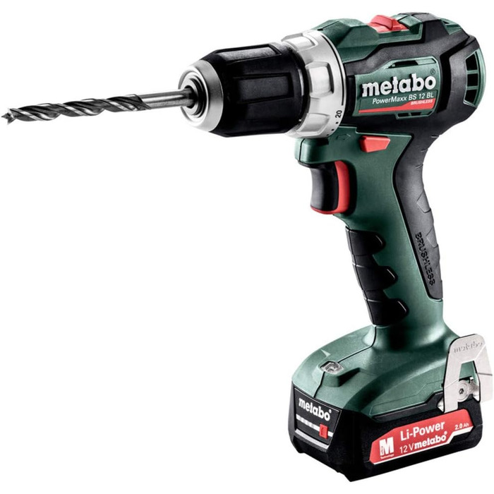 Акумуляторна дриль-шуруповерт Metabo PowerMaxx BS 12 BL (601038500) 12 В 2 шт. Li-Ion зарядний пристрій SC 30 metaBOX 118, тип аку