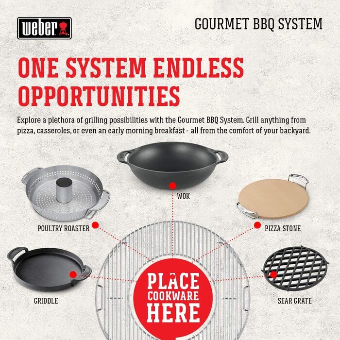 Чавунна планча Weber для системи Gourmet BBQ рівномірний нагрів, для риби, овочів та страв-смажениць чорна (7421)