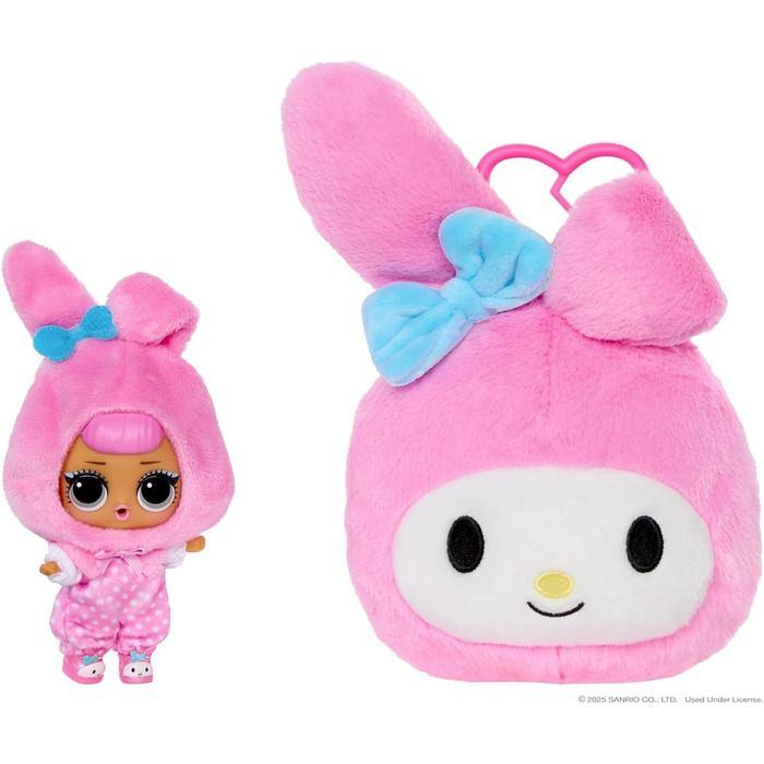 Двостороння плюшева іграшка-сюрприз. М'яка фігурка Sanrio з міні-лялькою L.O.L., 5 сюрпризів та брелок, від 4 років, 41 см