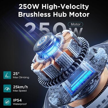 Складаний електровелосипед 16 дюймів, Електричний велосипед з акумулятором 36 В/7,8 Аг, Двигун 250 Вт 25 км/год, Запас ходу 35-70 км, Міський складаний електровелосипед Pedelec для дорослих та молоді, сірий