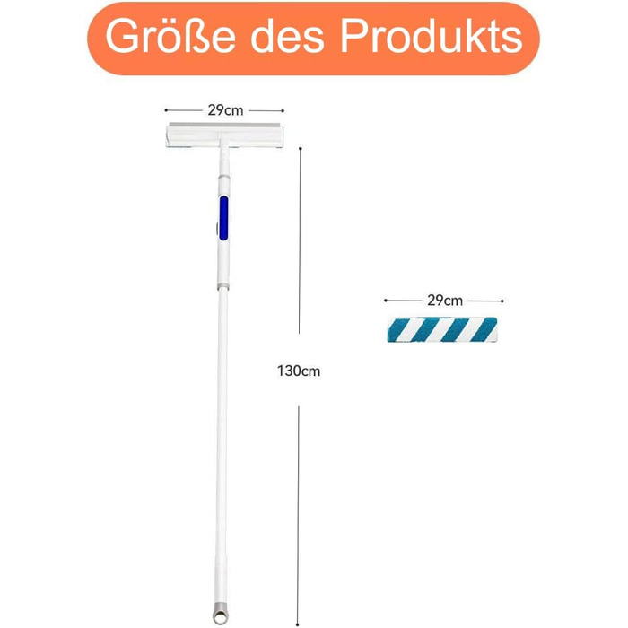 Засіб для миття вікон 3 в 1 з функцією розпилення та телескопічною ручкою, професійний двосторонній набір для миття вікон, склоочисник 29 см та ракель для вікон, склоочисник для душу (3 ганчірки для прибирання)