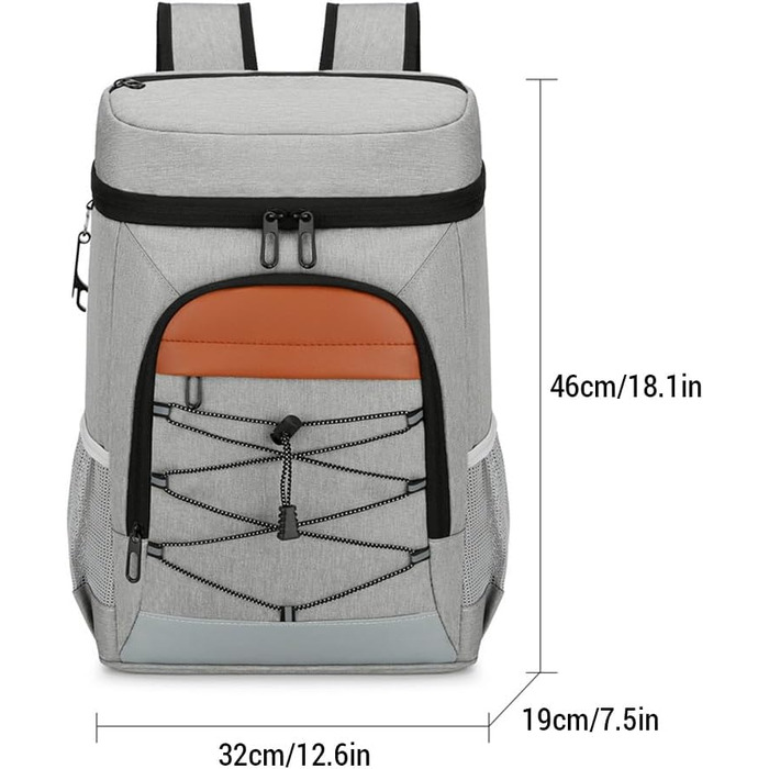 Рюкзак-холодильник Tourit, кемпінговий рюкзак-холодильник з відділенням для обіду, утеплений, водовідштовхувальний, для чоловіків/жінок, пікніків, подорожей, спорту, велика місткість, легкий, водонепроникна підкладка, сірий