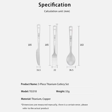 Набір столових приборів KEITH Titanium 3-в-1 для кемпінгу, ложка, виделка, ніж, із сумкою для зберігання