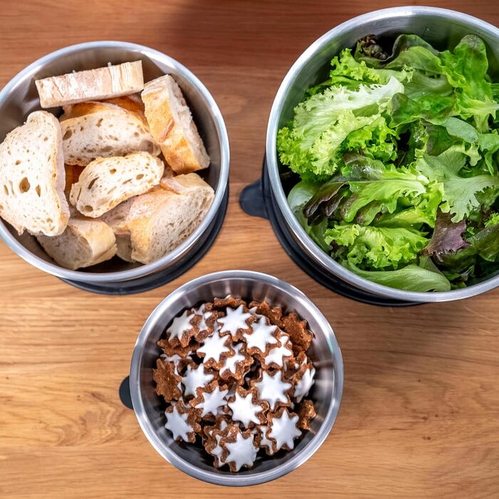 Набір мисок з нержавіючої сталі з 3 шт. з кришкою (1,5 л, 3 л, 5 л) Штабельовані та нековзні Набір мисок з кришкою Миски з нержавіючої сталі Миска для змішування, салатниця, миска для випічки