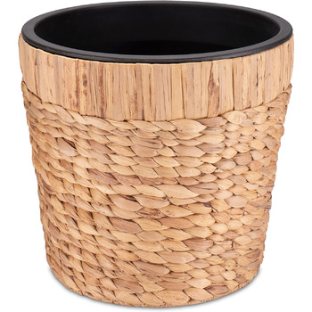 Декоративний квітковий горщик круглий, плетений з морської трави з пластиковою вставкою для посадки - горщик для рослин - 34см 1 3