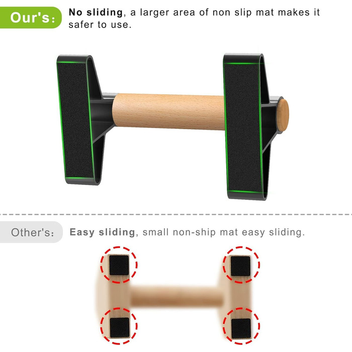 Обладнання для калістеніки Ручки для віджимань - Нековзні паралети Ручки для стійки на руках Міцні перекладини для віджимань, Дошка для віджимань для тренувань на підлозі, Стійка на руках, Силові тренування Коричневий 25,4 см завдовжки