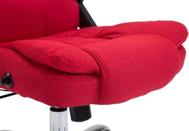 Крісло керівника CLP XXL Thor з тканинною оббивкою, максимальне навантаження 150 кг, офісне крісло з підлокітниками, регульована висота, обертове крісло з товстою оббивкою, колір червоний