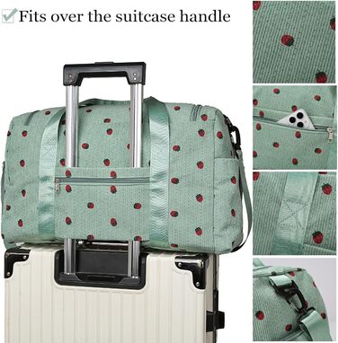 Спортивна сумка для дітей, дорожня сумка для дівчаток та жінок з відділенням для взуття та відділенням для вологи, вельветова сумка для плавання, дорожня сумка для вихідного дня, дизайн полуниці, сумка для ручної поклажі, пляжна сумка для подорожей, фітне