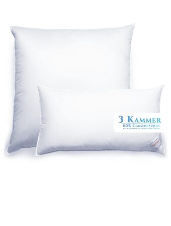 Розкішна 3-камерна подушка Aura 80 x 80 см, середня, зовнішній матеріал 90 високоякісний угорський пух I класу, внутрішній матеріал гусяче пір&39я, Oeko-Tex 100, ексклюзивний чохол зі 100 бавовни. Пухова подушка 80 x 80 середня