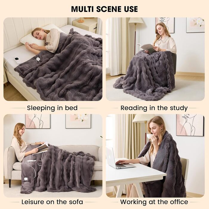 Електрична ковдра з підігрівом Uplayteck, 200x150 см, 8 температурних режимів, 6 таймерів, електрична ковдра з підігрівом та автоматичним вимиканням, швидкий нагрів, м&39яка фланелева ковдра, яку можна прати