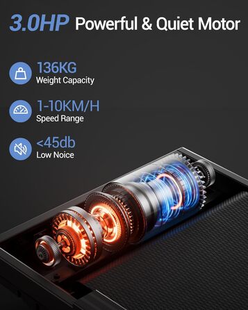 Килимок для ходьби UMAY з нахилом 10-15, бігова доріжка для дому 8-10 км/год з нахилом та тихим двигуном, стіл для бігової доріжки, максимальна підтримка 136 кг, нахил 10