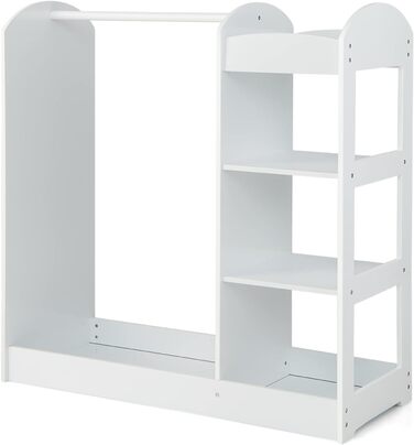 Дитяча шафа для одягу DREAMADE з дзеркалом і вішалкою для одягу, дитяча шафа з 4 відкритими полицями, вішалка для дитячого одягу д