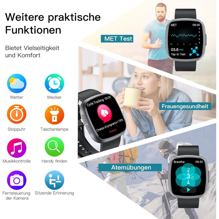 Розумний годинник 2026 для чоловіків та жінок з ЕКГ ВСР / артеріальним тиском / ІМТ / сечовою кислотою / лічильником крові, 1,75-дюймовий HD годинник для здоров&39я з 24-годинним моніторингом серцевого ритму, SpO2, температурою тіла, монітором сну, фітнес