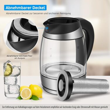 Скляний чайник 1.8 Налаштування температури Вибір температури 40C-100C Зміна кольору LED I BPA FREE I Регулювання температури Чайн