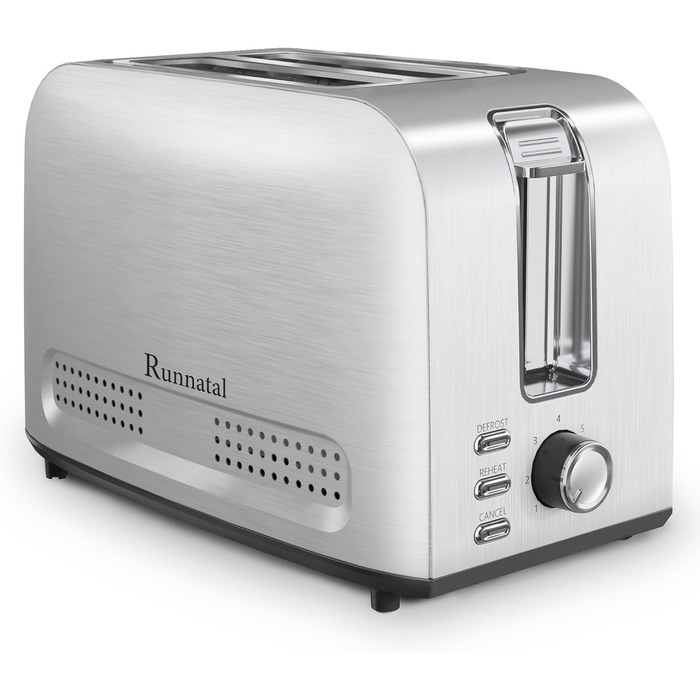 Тостер-2 слоти для тостів, тостер з нержавіючої сталі, тостер на 2 скибочки, 7 рівнів, функція розморожування, функція підігріву,